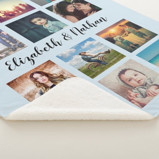 Creëer Uw Aangepast 12-serie Foto Collage Blue Sherpa Deken (3/4)