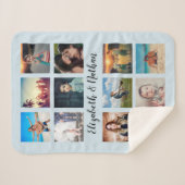 Creëer Uw Aangepast 12-serie Foto Collage Blue Sherpa Deken (Voorkant (horizontaal))