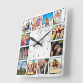 Creëer Uw Aangepast fotocollage Elegant Marble Vierkante Klok (Hoek)