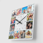 Creëer Uw Aangepast fotocollage Elegant Marble Vierkante Klok (Hoek)