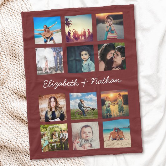 Creëer Uw aangepaste 12 vrienden van de fotoCollag Fleece Deken