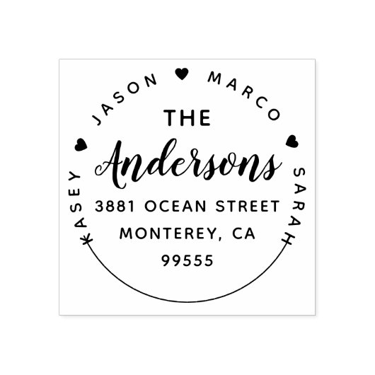 Creëer Uw aangepaste familienamen Retouradres Rubberstempel (Afrduk)