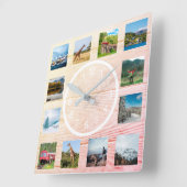 Creëer Uw Aangepaste Foto Collage Rustic Natuur Sq Vierkante Klok (Hoek)