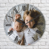 Creëer Uw aangepaste foto grijze Classy Elegant Ronde Klok