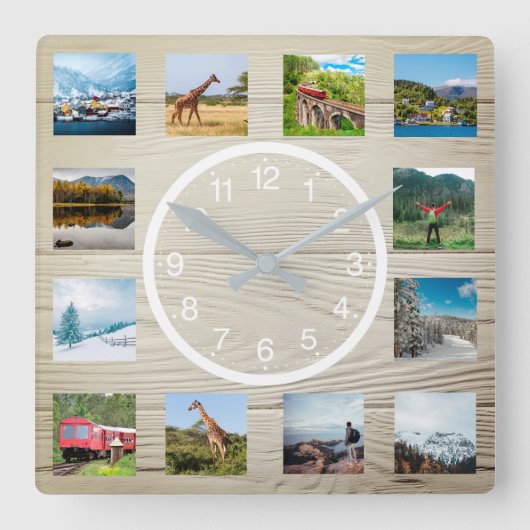 Creëer Uw aangepaste foto-inkuiling Rustic-Natuur Vierkante Klok (Voorkant)