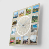 Creëer Uw aangepaste foto-inkuiling Rustic-Natuur Vierkante Klok (Hoek)