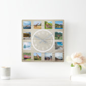Creëer Uw aangepaste foto-inkuiling Rustic-Natuur Vierkante Klok (Huis)