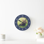 Creëer Uw aangepaste foto Modern Elegant Blue Ronde Klok (Huis)