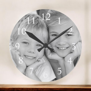 Creëer Uw aangepaste foto Modern Elegant Ronde Klok