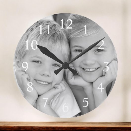 Creëer Uw aangepaste foto Modern Elegant Ronde Klok