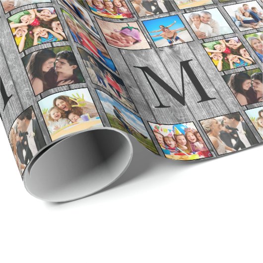 Creëer Uw aangepaste fotocollage Rustic Farmhouse Cadeaupapier (Rol Hoek)