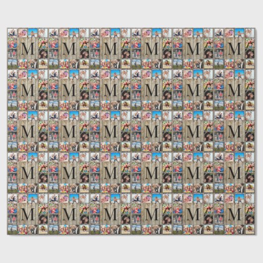 Creëer Uw aangepaste fotocollage Rustic Farmhouse Cadeaupapier (Vlak)