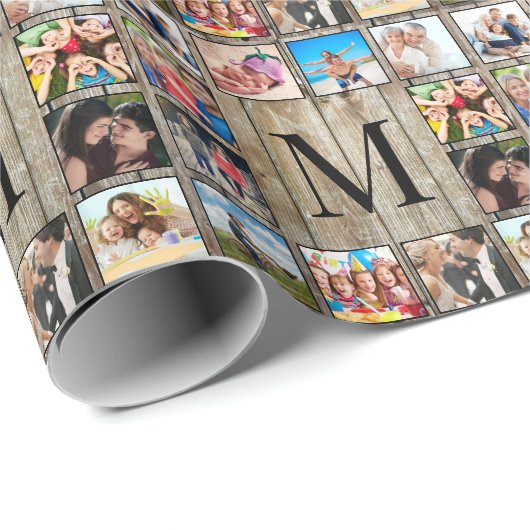 Creëer Uw aangepaste fotocollage Rustic Farmhouse Cadeaupapier (Rol Hoek)