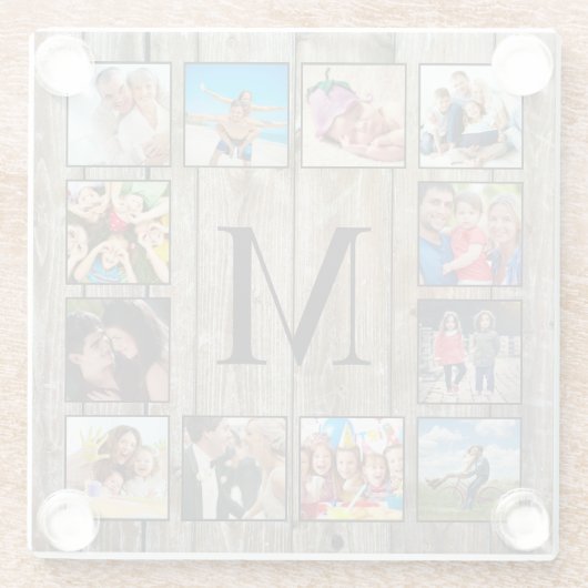 Creëer Uw aangepaste fotocollage Rustic Farmhouse Glazen Onderzetter (Achterkant)