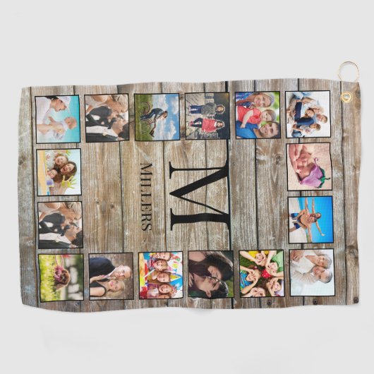 Creëer Uw aangepaste fotocollage Rustic Farmhouse Golfhanddoek (Horizontaal)