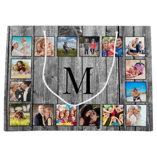 Creëer Uw aangepaste fotocollage Rustic Farmhouse Groot Cadeauzakje (Voorkant)