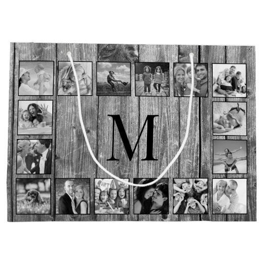 Creëer Uw aangepaste fotocollage Rustic Farmhouse Groot Cadeauzakje (Achterkant)