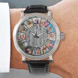 Creëer Uw aangepaste fotocollage Rustic Farmhouse Horloge