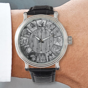 Creëer Uw aangepaste fotocollage Rustic Farmhouse Horloge