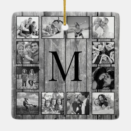 Creëer Uw aangepaste fotocollage Rustic Farmhouse Keramisch Ornament (Achterkant)