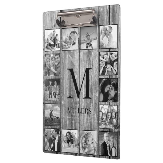 Creëer Uw aangepaste fotocollage Rustic Farmhouse Klembord (Links)