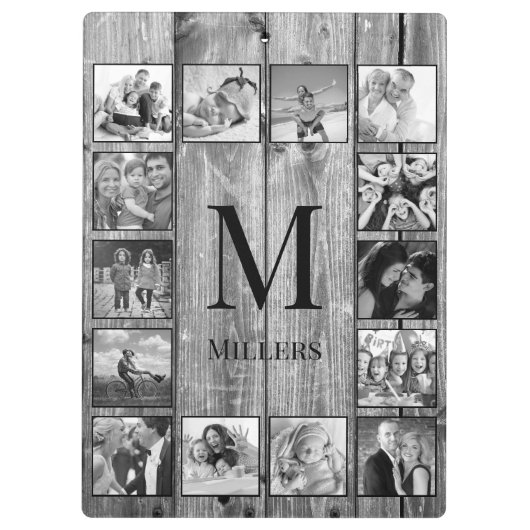 Creëer Uw aangepaste fotocollage Rustic Farmhouse Klembord (Achterkant)