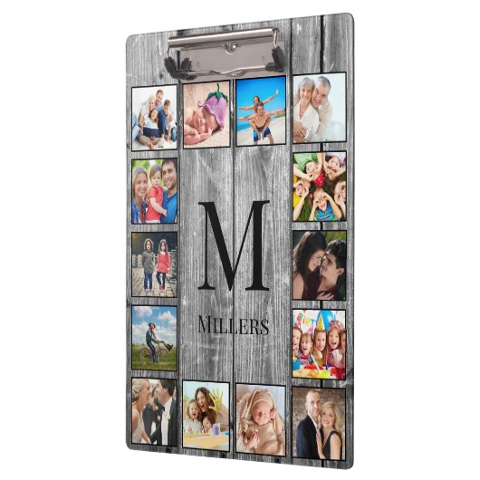 Creëer Uw aangepaste fotocollage Rustic Farmhouse Klembord (Links)