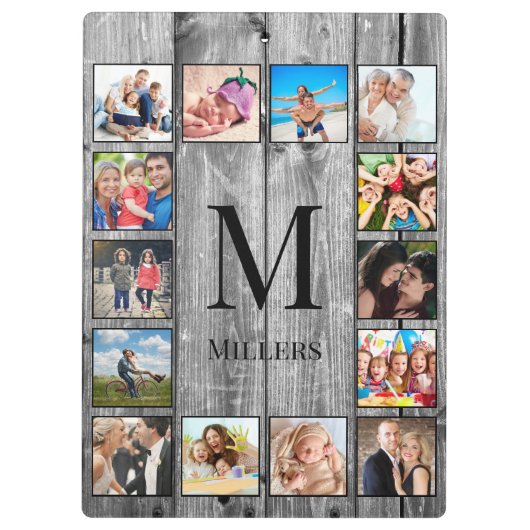 Creëer Uw aangepaste fotocollage Rustic Farmhouse Klembord (Achterkant)