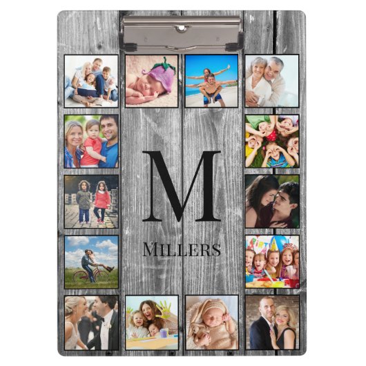 Creëer Uw aangepaste fotocollage Rustic Farmhouse Klembord (Voorkant)