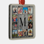 Creëer Uw aangepaste fotocollage Rustic Farmhouse Metalen Ornament (Rechts)