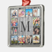 Creëer Uw aangepaste fotocollage Rustic Farmhouse Metalen Ornament (Links)