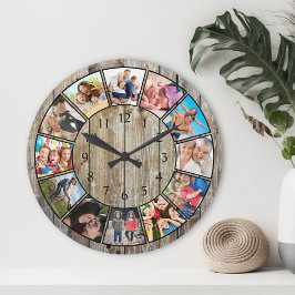 Creëer Uw aangepaste fotocollage Rustic Farmhouse Ronde Klok