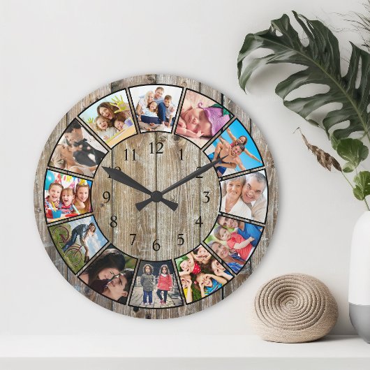Creëer Uw aangepaste fotocollage Rustic Farmhouse Ronde Klok