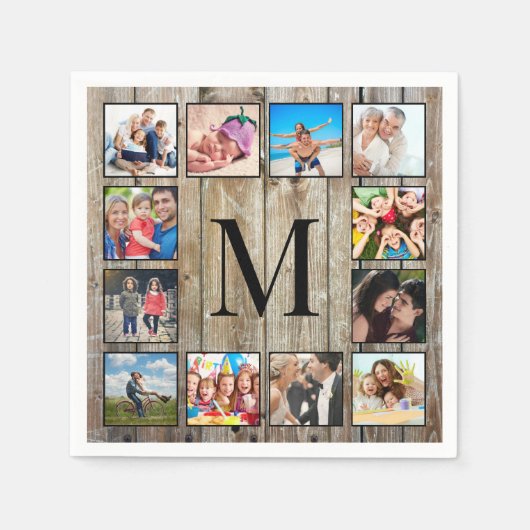 Creëer Uw aangepaste fotocollage Rustic Farmhouse Servet (Voorkant)