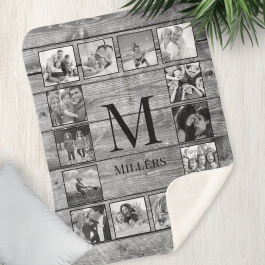 Creëer Uw aangepaste fotocollage Rustic Farmhouse Sherpa Deken