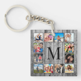 Creëer Uw aangepaste fotocollage Rustic Farmhouse Sleutelhanger
