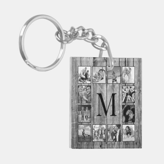 Creëer Uw aangepaste fotocollage Rustic Farmhouse Sleutelhanger (Voorkant Links)