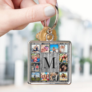 Creëer Uw aangepaste fotocollage Rustic Farmhouse Sleutelhanger