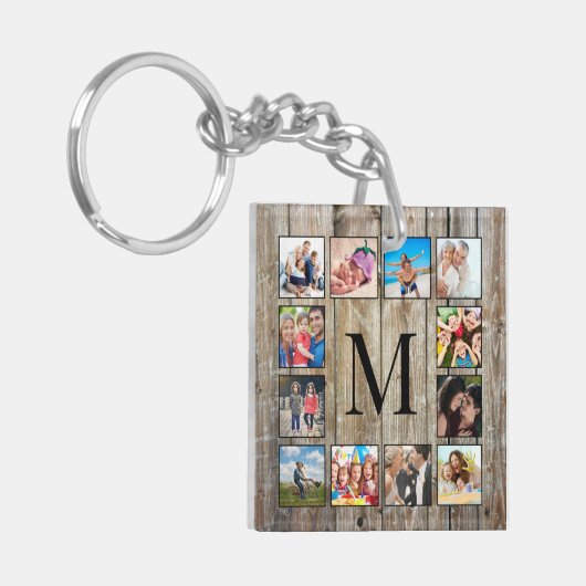 Creëer Uw aangepaste fotocollage Rustic Farmhouse Sleutelhanger (Voorkant Links)