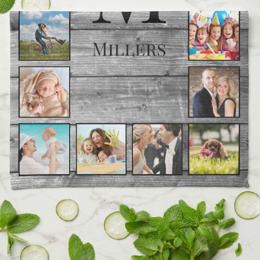 Creëer Uw aangepaste fotocollage Rustic Farmhouse Theedoek (Gevouwen)