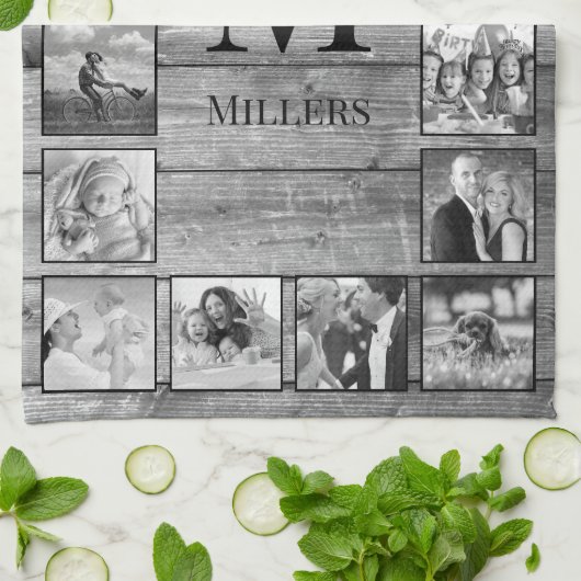 Creëer Uw aangepaste fotocollage Rustic Farmhouse Theedoek (Gevouwen)