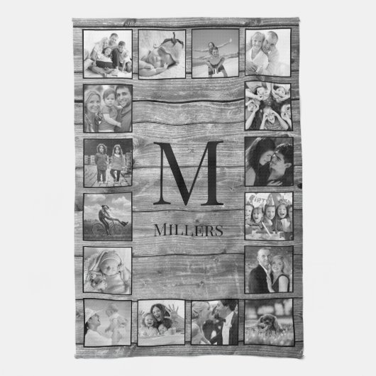 Creëer Uw aangepaste fotocollage Rustic Farmhouse Theedoek (Verticaal)
