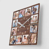 Creëer Uw aangepaste fotocollage Rustic Farmhouse Vierkante Klok (Hoek)