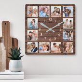 Creëer Uw aangepaste fotocollage Rustic Farmhouse Vierkante Klok