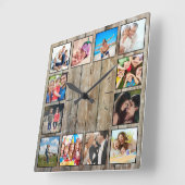 Creëer Uw aangepaste fotocollage Rustic Farmhouse Vierkante Klok (Hoek)