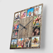 Creëer Uw aangepaste fotocollage Rustic Farmhouse Vierkante Klok (Hoek)