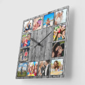Creëer Uw aangepaste fotocollage Rustic Farmhouse Vierkante Klok (Hoek)
