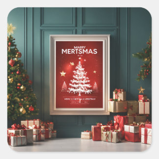 "Creëer uw aangepaste Kerst stickers" Vierkante Sticker