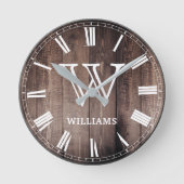 Creëer Uw aangepaste monogram bijtende boerderij Ronde Klok (Voorkant)