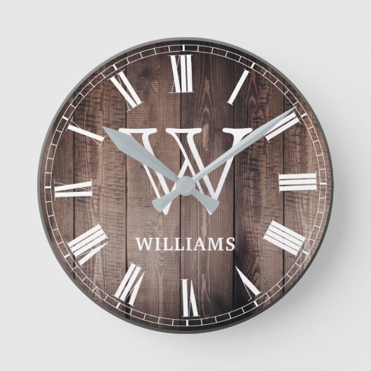 Creëer Uw aangepaste monogram bijtende boerderij Ronde Klok (Voorkant)